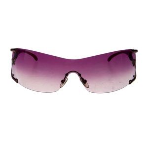 VERSACE Bronze Metallic Rimless Shield Sunglasses - Logo Insignia on sides, Case